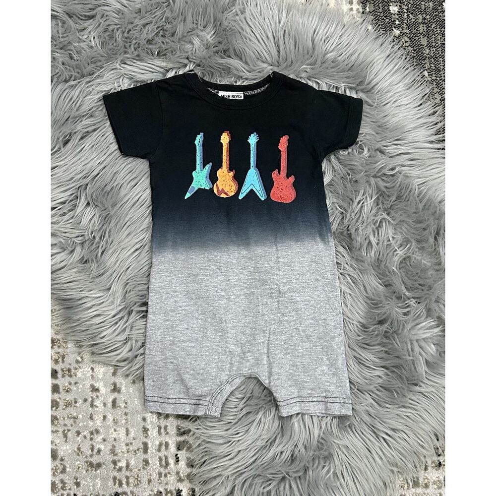 Mish Boys Guitar Hand‎ Dip Dyed Baby Romper Size 9 Month